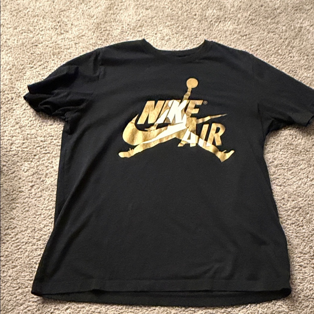 Nike Air Black Tee with Gold Graphic